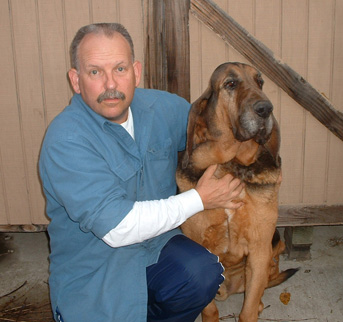 Dale Myer, Data Center Site Environment and Airflow Specialist & his bloodhound, Cal
